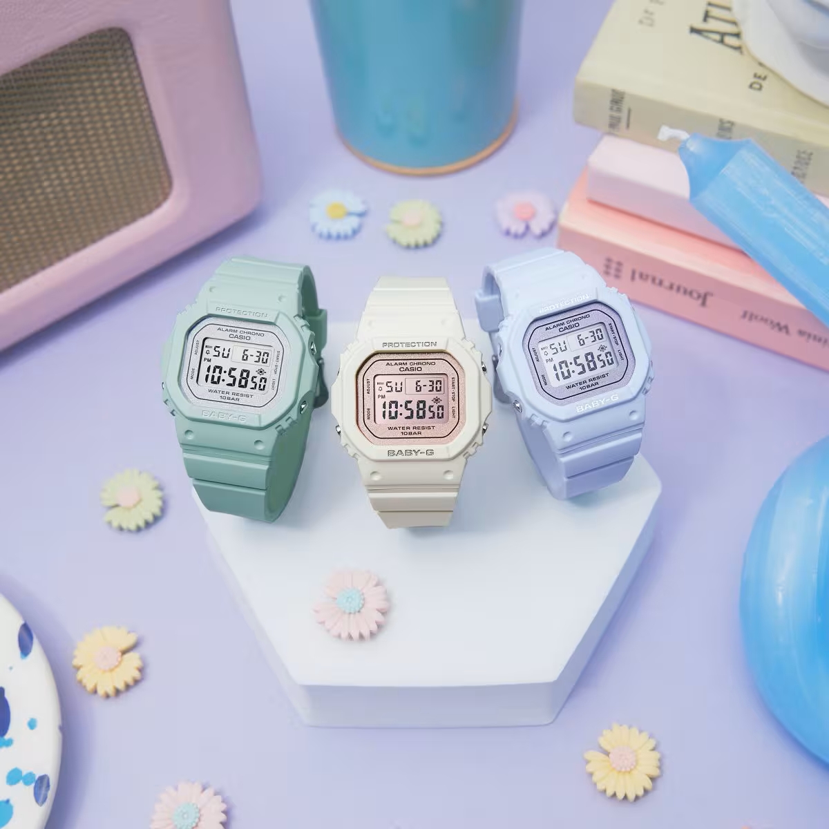 Bộ sưu tập Baby-G BGD-565 màu pastel nhỏ gọn, phù hợp nữ cổ tay nhỏ.