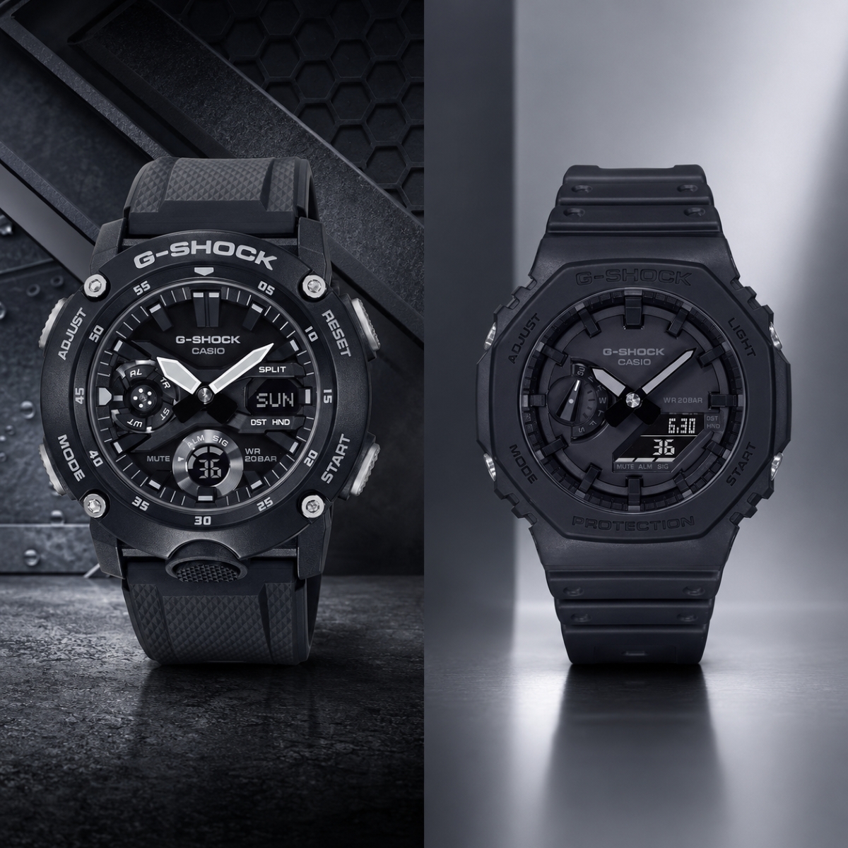 Đồng hồ Casio G-Shock GA-2000 và Casio G-Shock GA-2100.