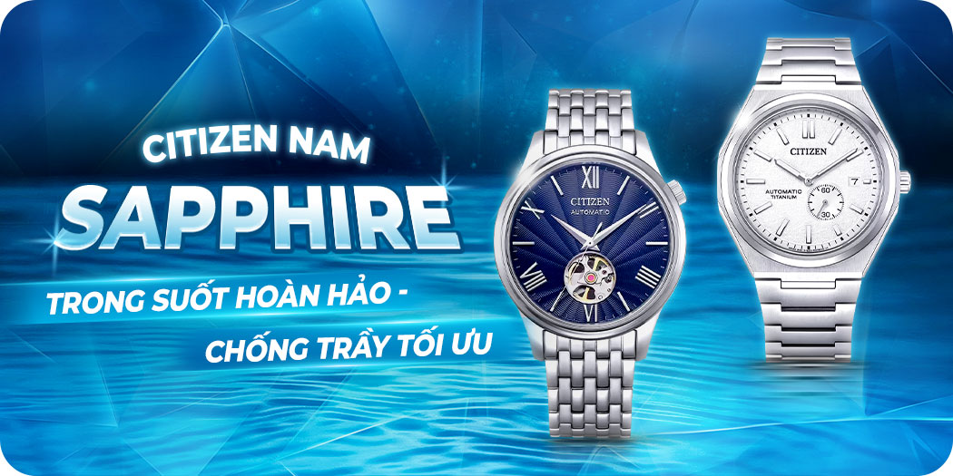 Đồng hồ Citizen nam sapphire chính hãng, mẫu mới