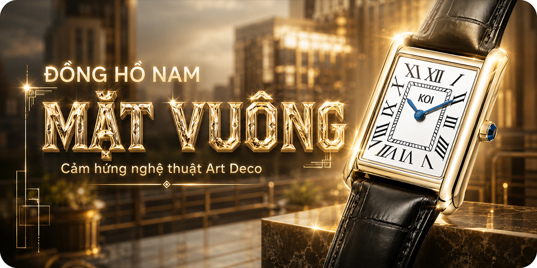 đồng hồ mặt vuông nam chính hãng