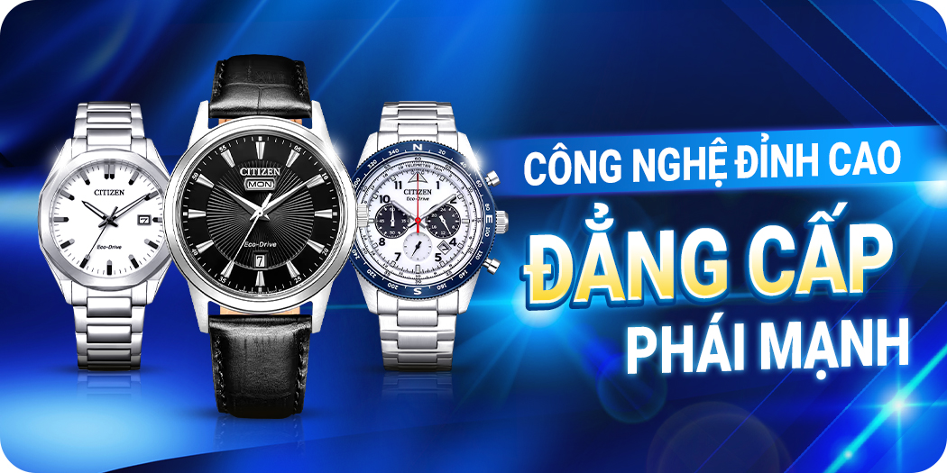 Đồng hồ Citizen Eco-Drive nam dây da chính hãng, BH 5 năm