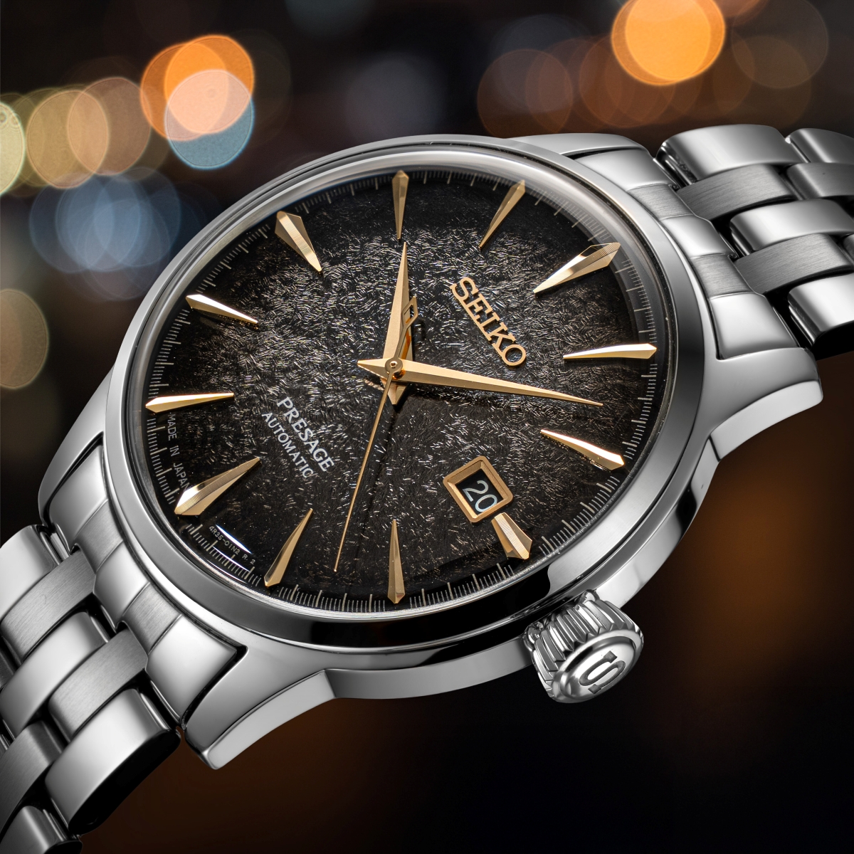 Đồng hồ Seiko Presage Cocktail Star Bar SRPK93J1 Limited Edition được lấy cảm hứng từ cảnh đẹp của Tokyo về đêm với mặt số mô phỏng “Night-time Tokyo”
