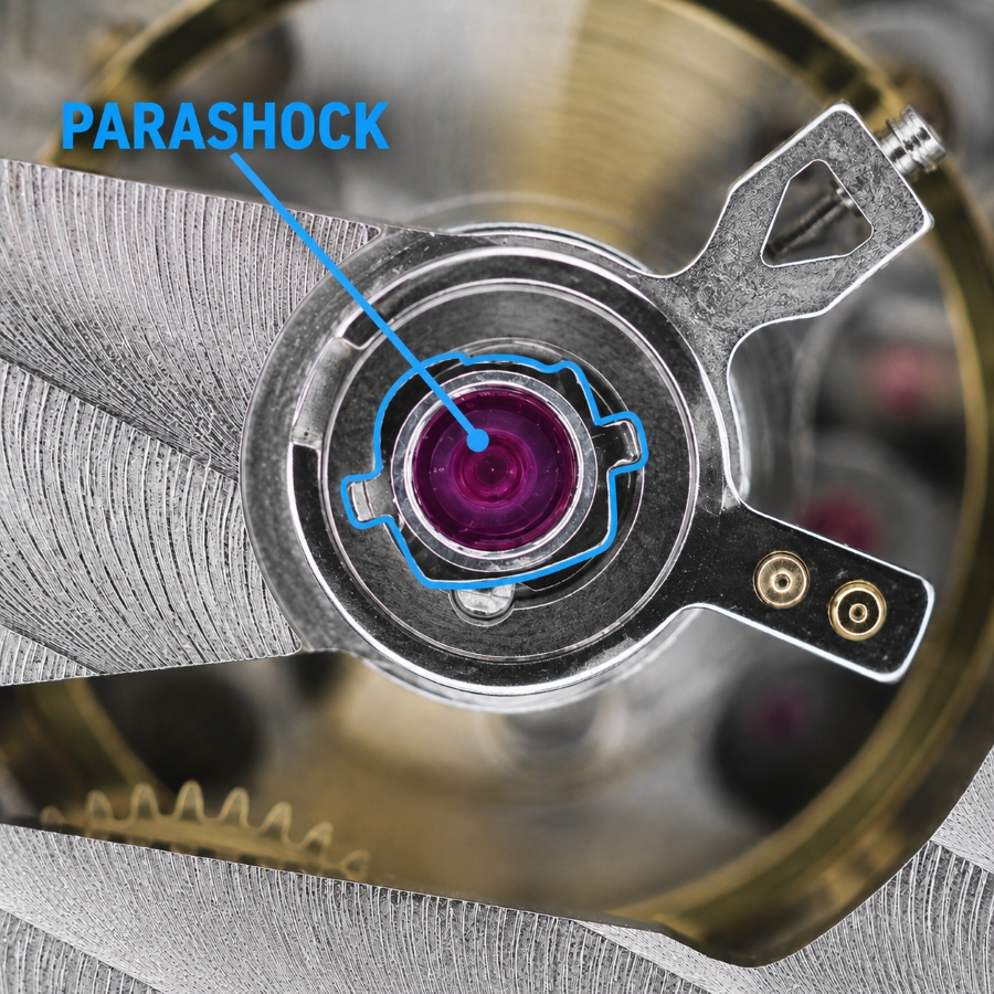Bộ phận chống sốc Parashock của Citizen trang bị trên máy Miyota 9015 giúp giảm chấn và tăng độ bền bỉ cho đồng hồ cơ khi va chạm.