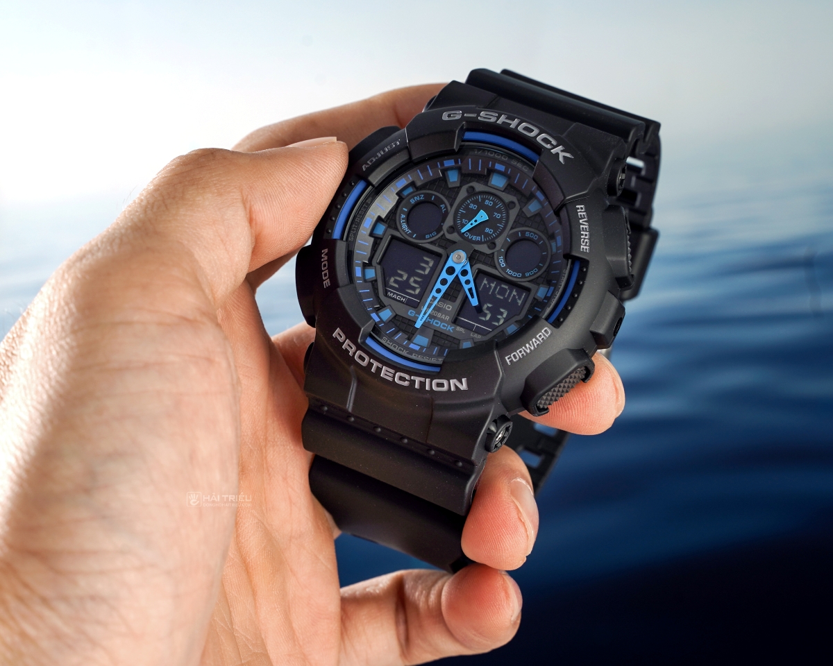 Mặt kim số của G-Shock GA-100-1A2NDR.