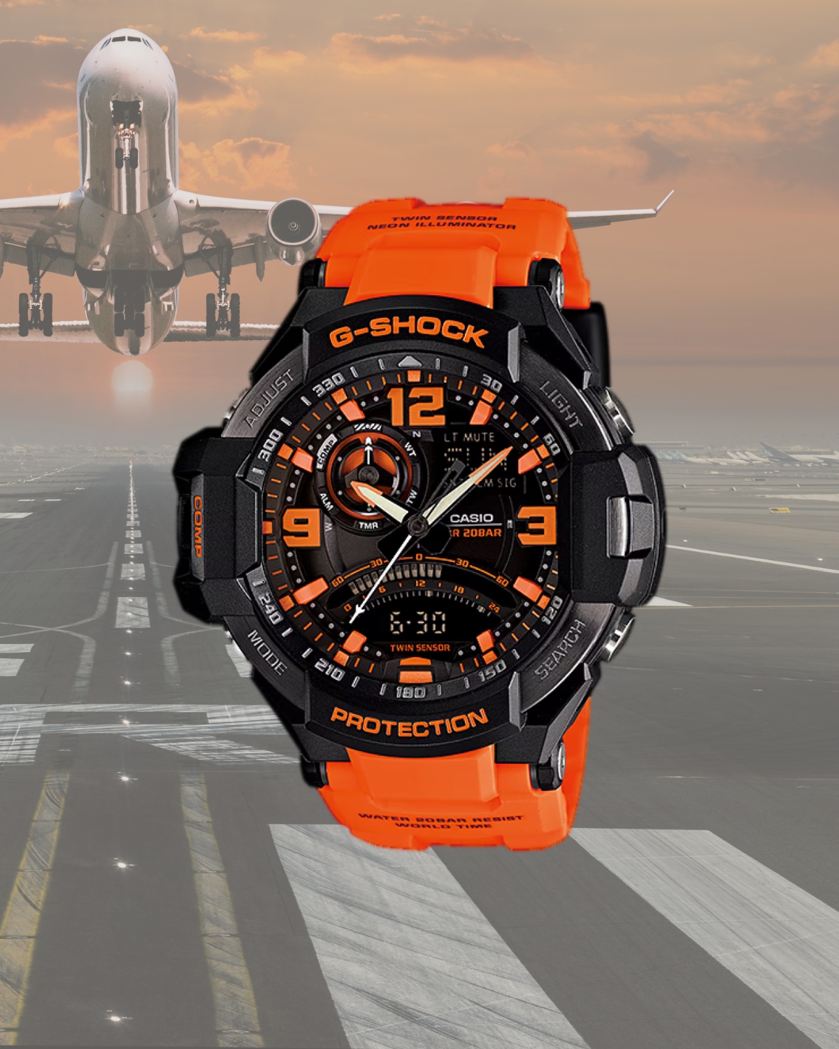 Phong cách phi công trên chiếc Casio G-Shock GA-1000.