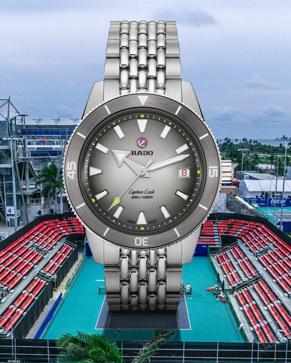 Rado Captain Cook Tennis Limited Edition R32222108 dây Beads of rice.