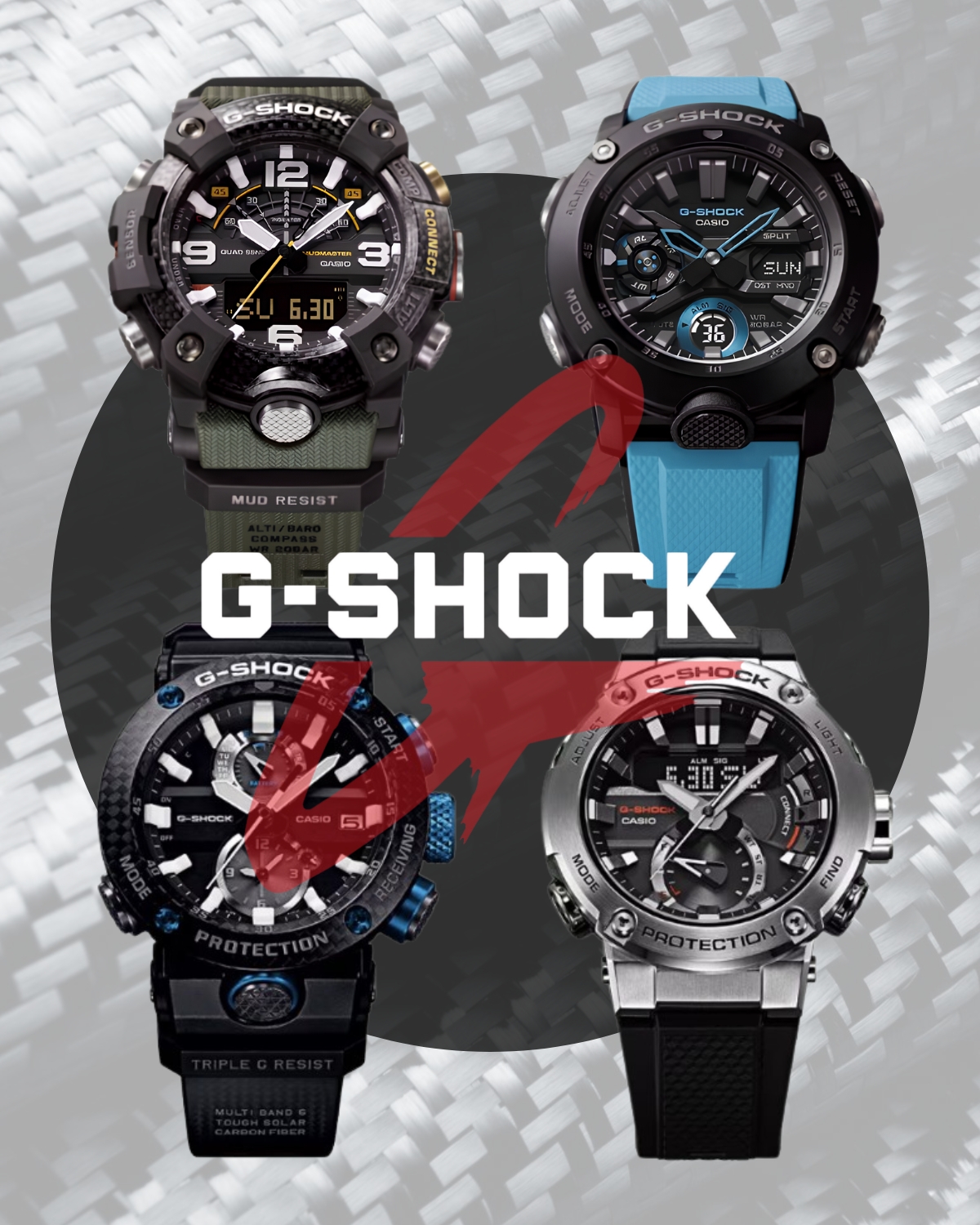 Bốn dòng đồng hồ G-Shock Carbon.