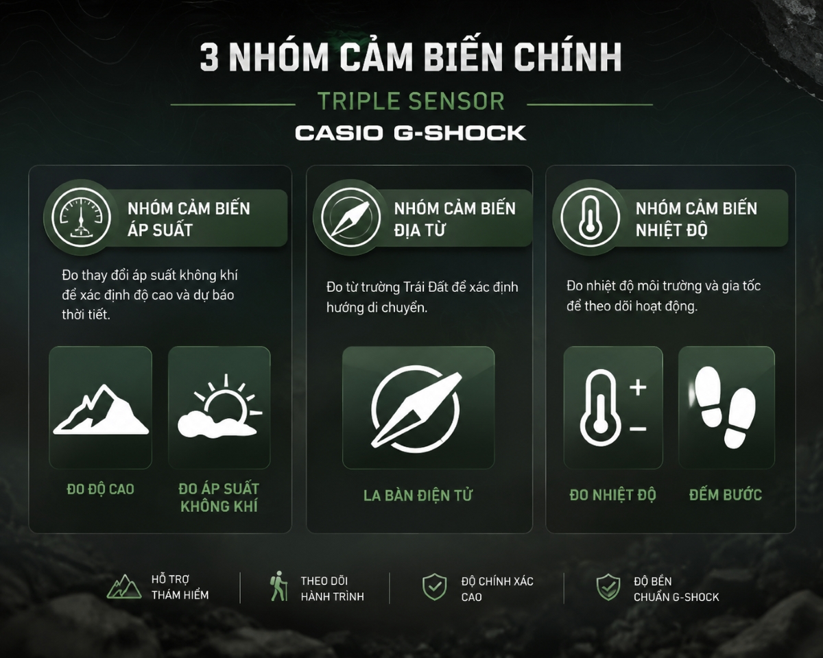 Ba nhóm cảm biến chính trong Triple Sensor.