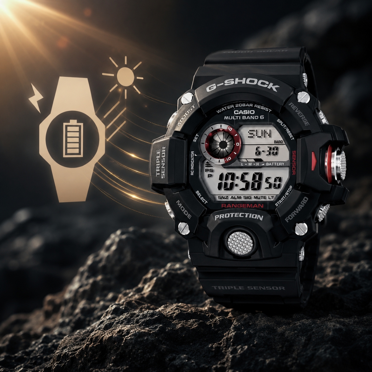 Tính năng Tough Solar trên đồng hồ chống nước 20Bar Rangeman.