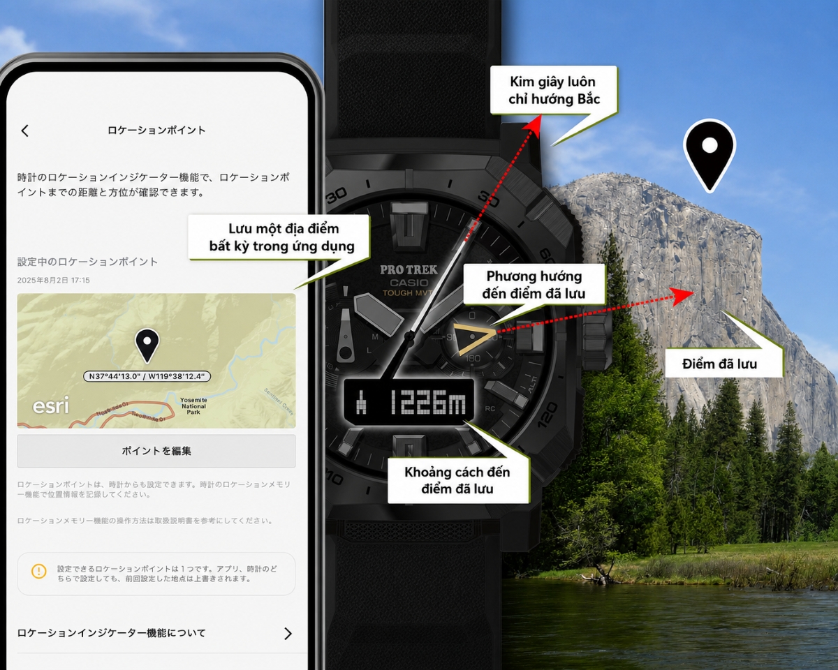 Mobile Link trên đồng hồ Casio Triple Sensor.