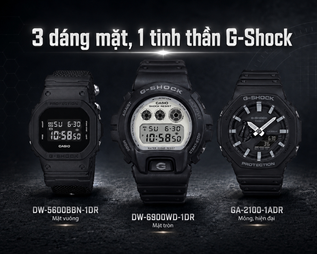 Đồng hồ G-Shock giá rẻ G-Shock DW-5600BBN-1DR, DW-6900WD-1DR và GA-2100-1ADR.