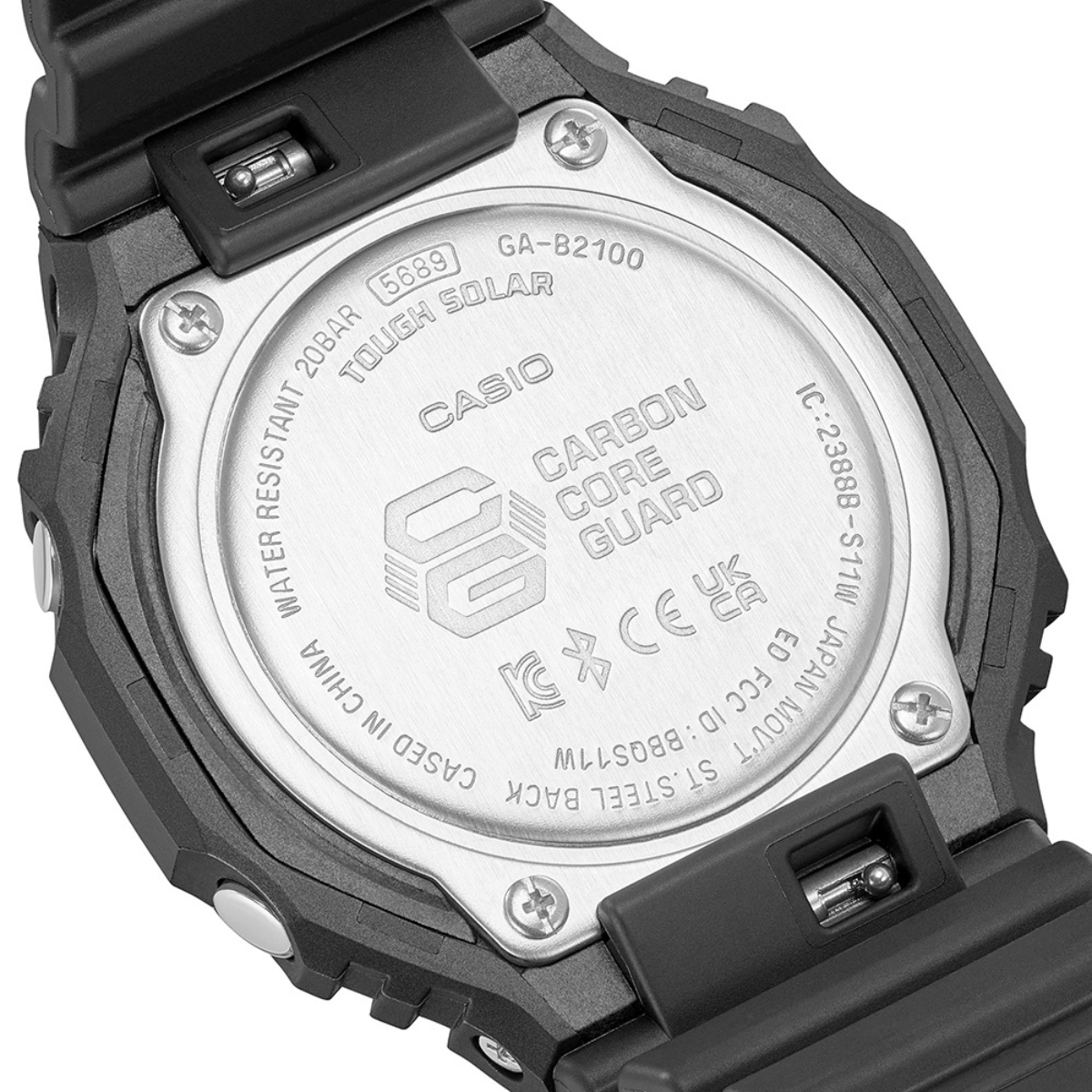 Mặt sau đồng hồ G-Shock GA-B2100 với công nghệ Carbon Core Guard.