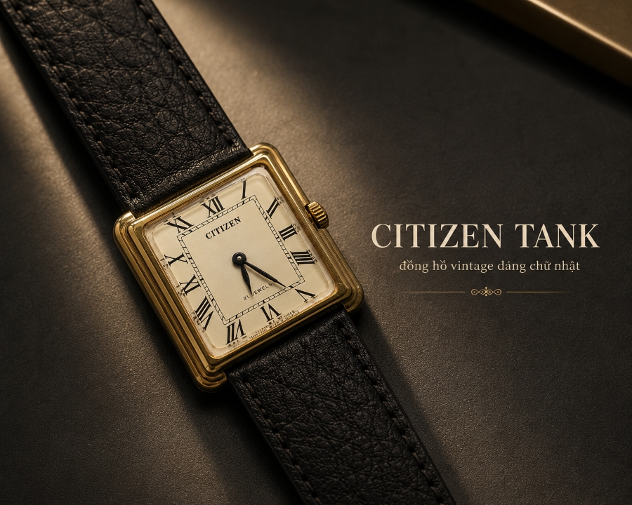Tìm hiểu về chiếc đồng hồ cổ Citizen Tank, dáng chữ nhật cổ điển