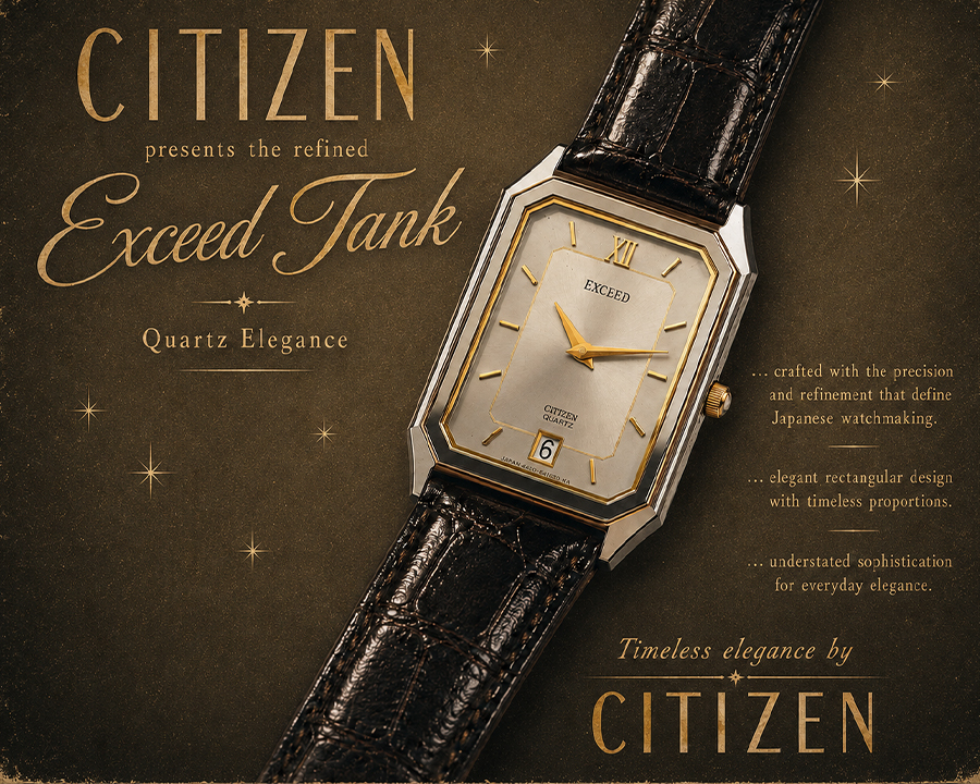 Đồng hồ Citizen Exceed dáng Tank cổ điển