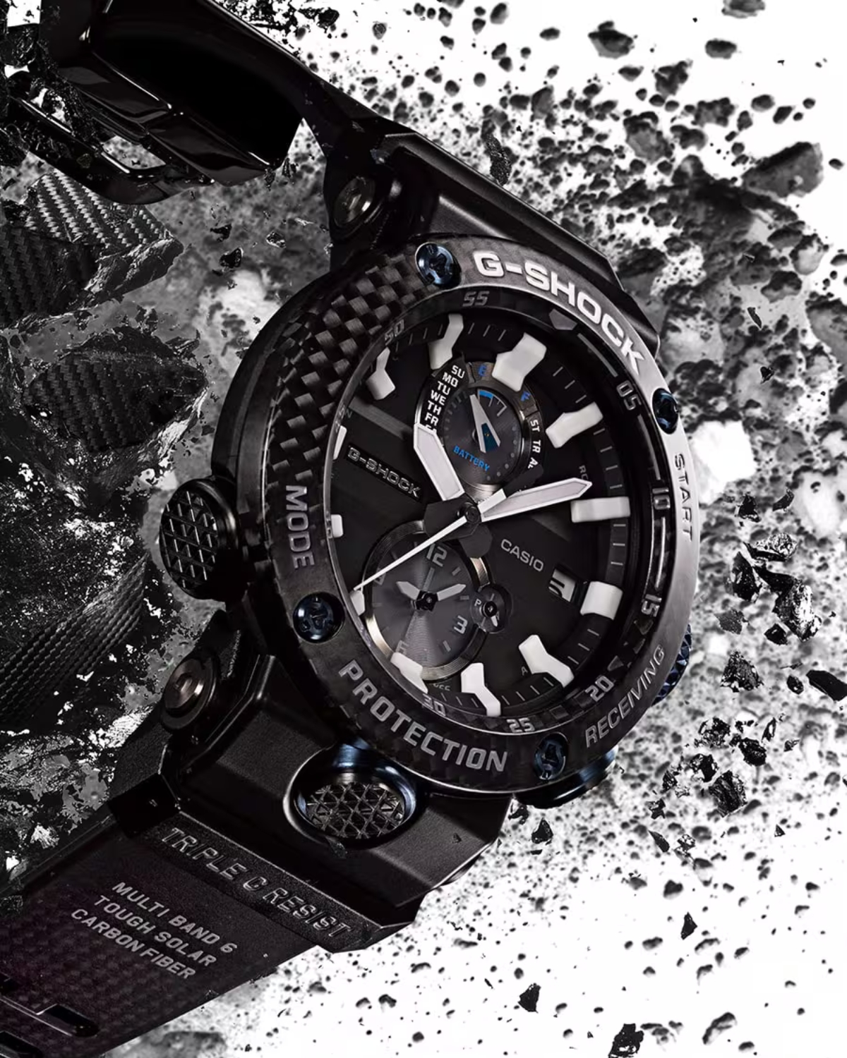 Vật liệu Carbon bền bỉ của dòng G-Shock Carbon.