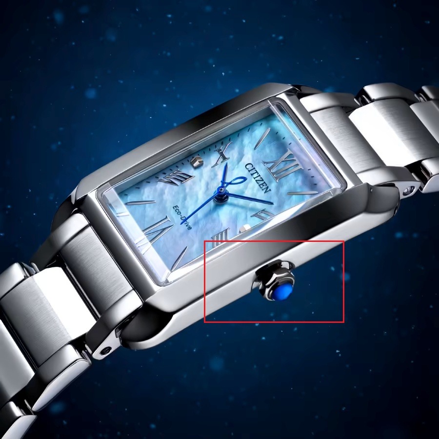Sắc xanh Cabochon trên núm vặn Citizen L.