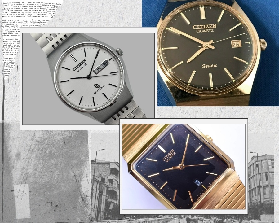 Ba mẫu đồng hồ Citizen Quartz cổ điển.