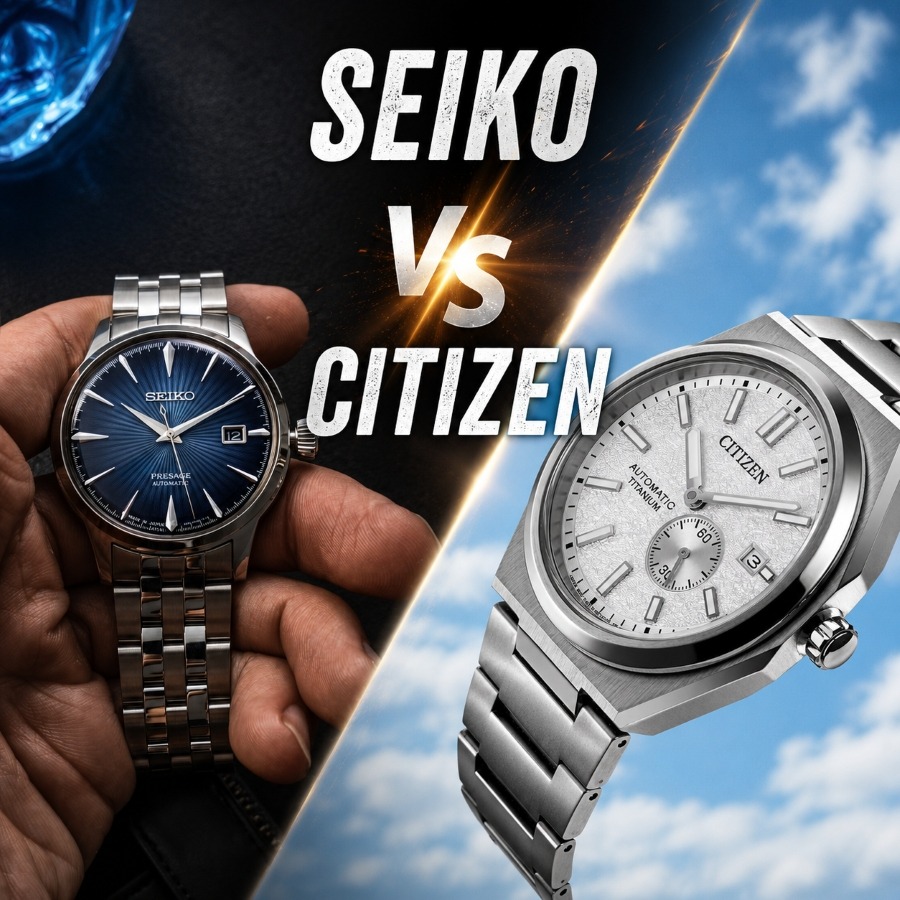 So sánh thiết kế và phong cách của hai thương hiệu Seiko và Citizen trong phân khúc từ 5 đến khoảng 10 triệu.