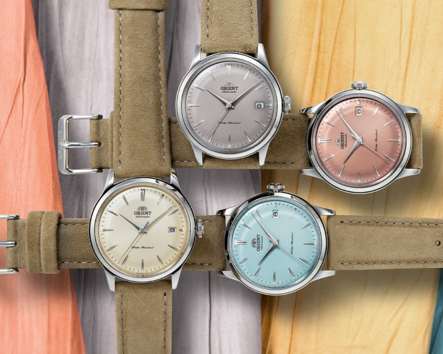 Các mẫu Orient Bambino Limited Edition với mặt số xanh tiffany, xám, vàng kem và màu đồng