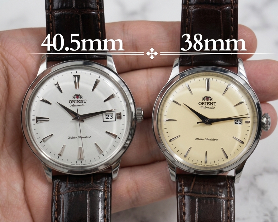 so sánh orient bambino 38mm với bản 40,5mm 