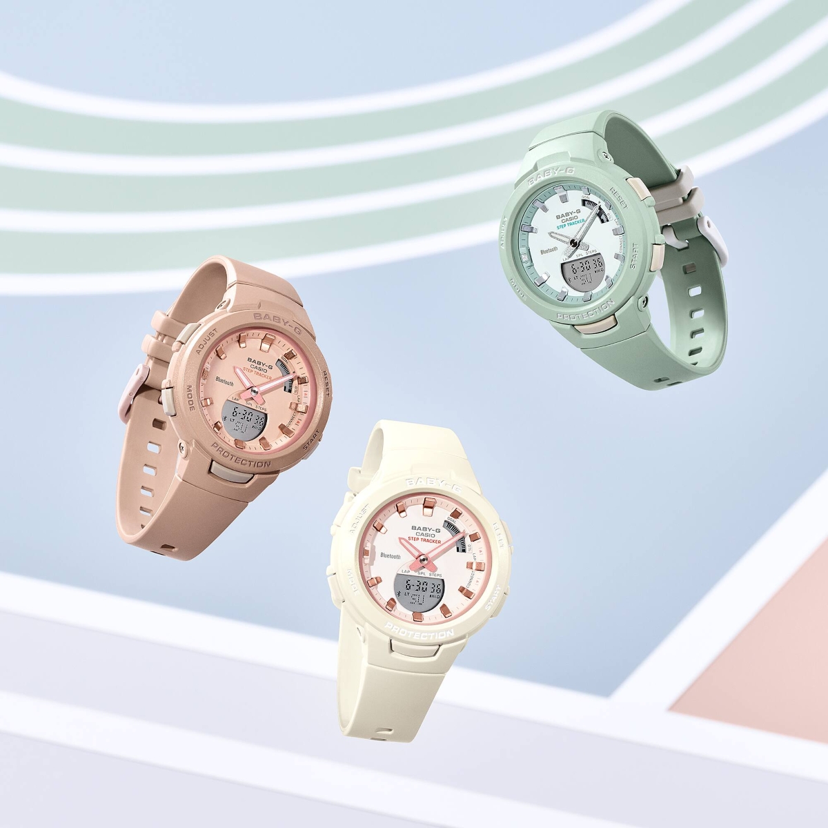 Ba mẫu đồng hồ Casio BSA-B100CS có kết nối Bluetooth.