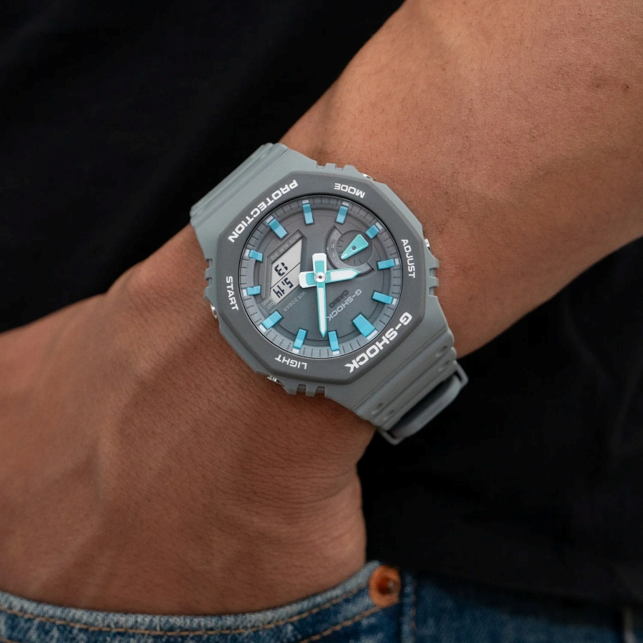 Đồng hồ GA-2100 custom phối xám xanh độc đáo.
