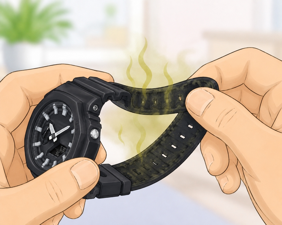 Dây đồng hồ G-Shock có mùi sau thời gian dài sử dụng.