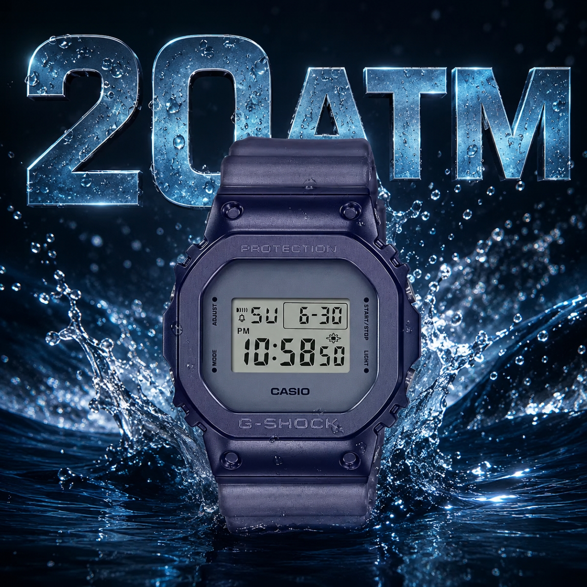 Đồng hồ G-Shock GM có khả năng chống nước 20ATM.
