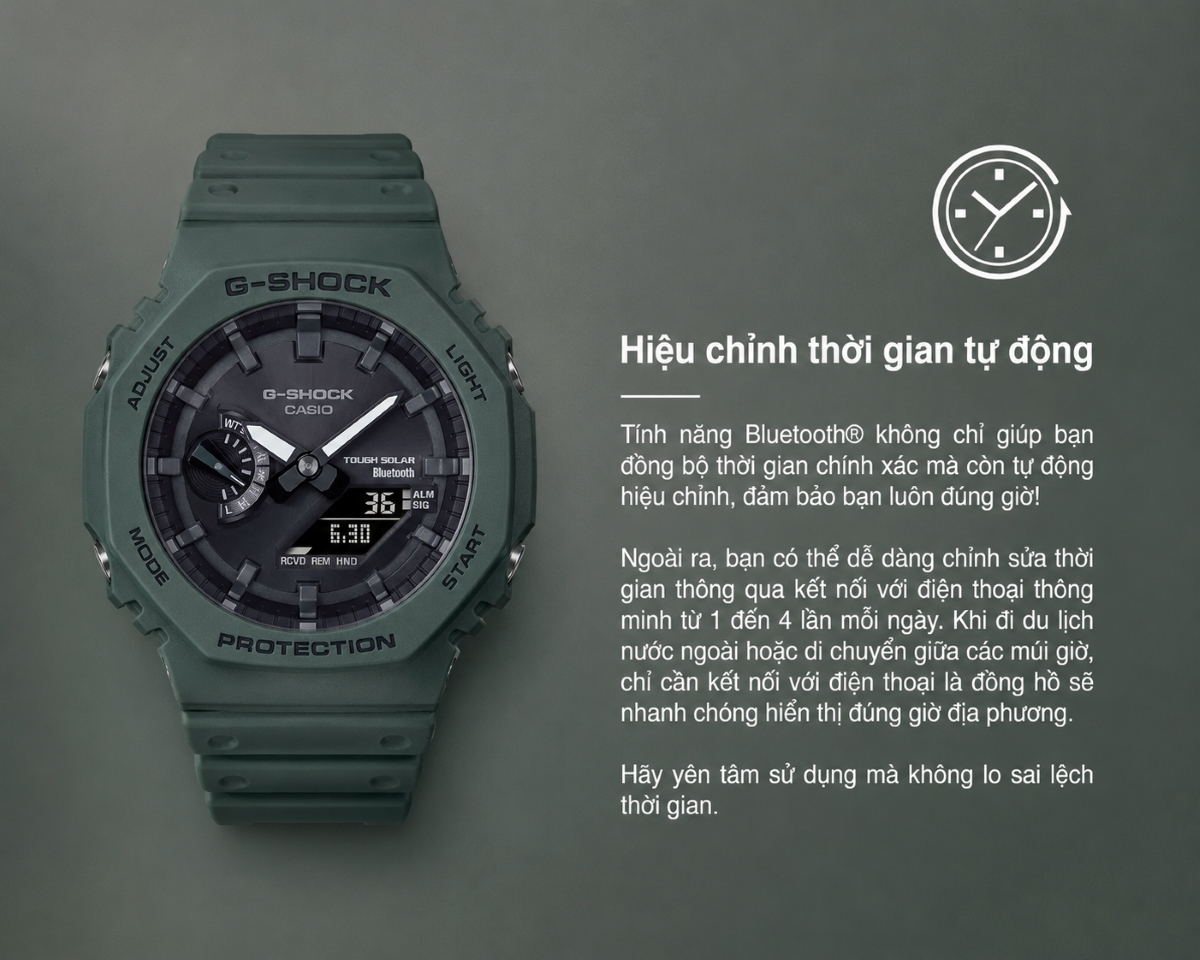 Bluetooth giúp đồng hồ G-Shock Bluetooth tự động chỉnh giờ.