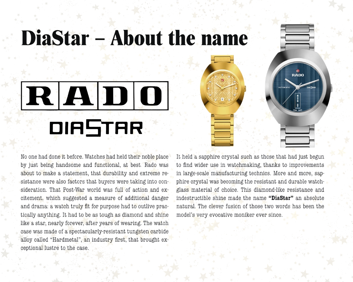 Thương hiệu Rado giải thích về ý nghĩa cái tên "DiaStar".