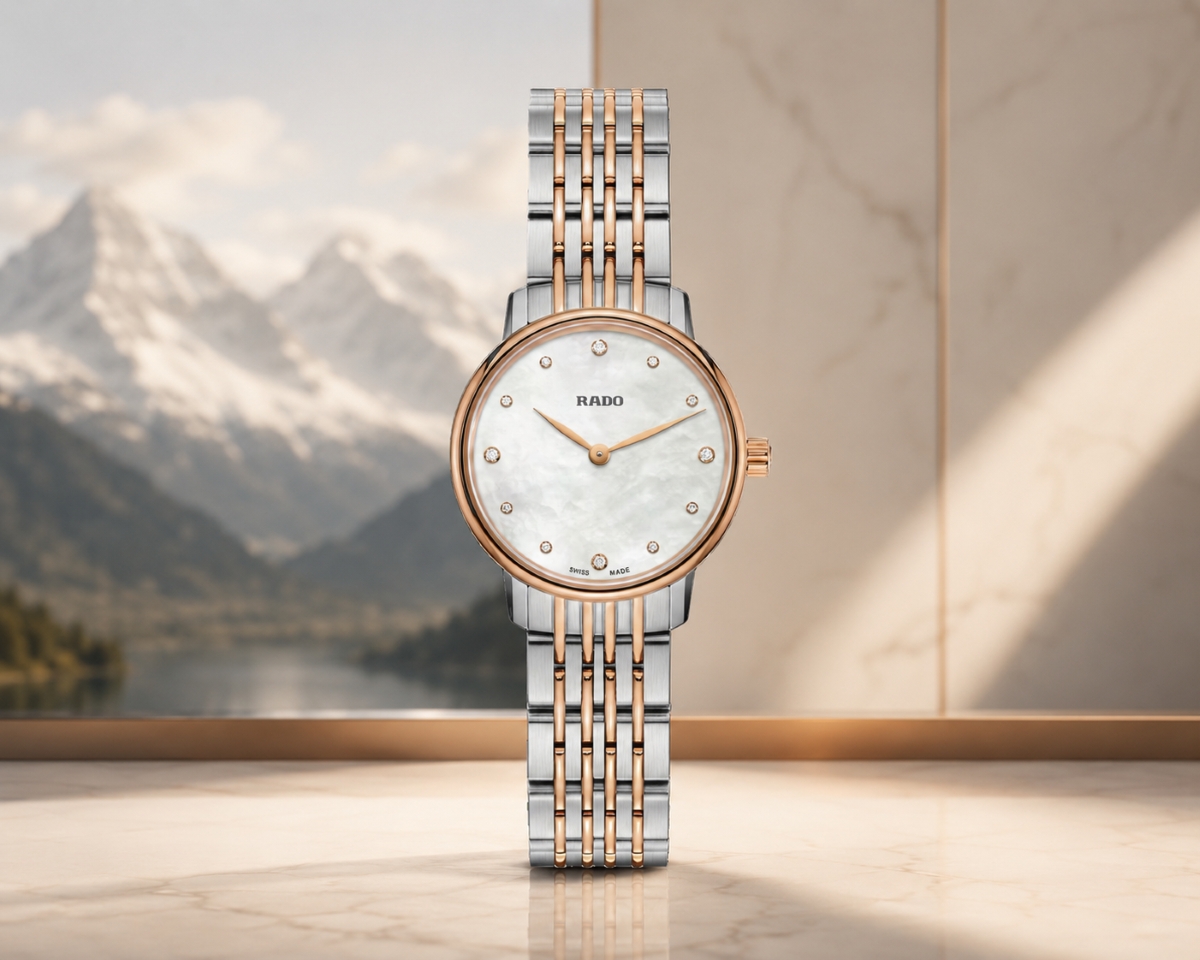 Mẫu Rado R22897923 thanh lịch sử dụng máy Quartz.