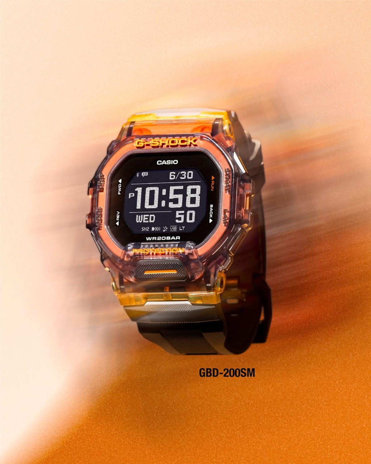 Đồng hồ G-Shock GBD-200SM-1A5DR màu cam.