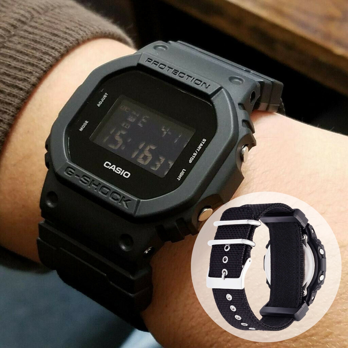DW-5600BBN-1 dùng dây vải CORDURA.
