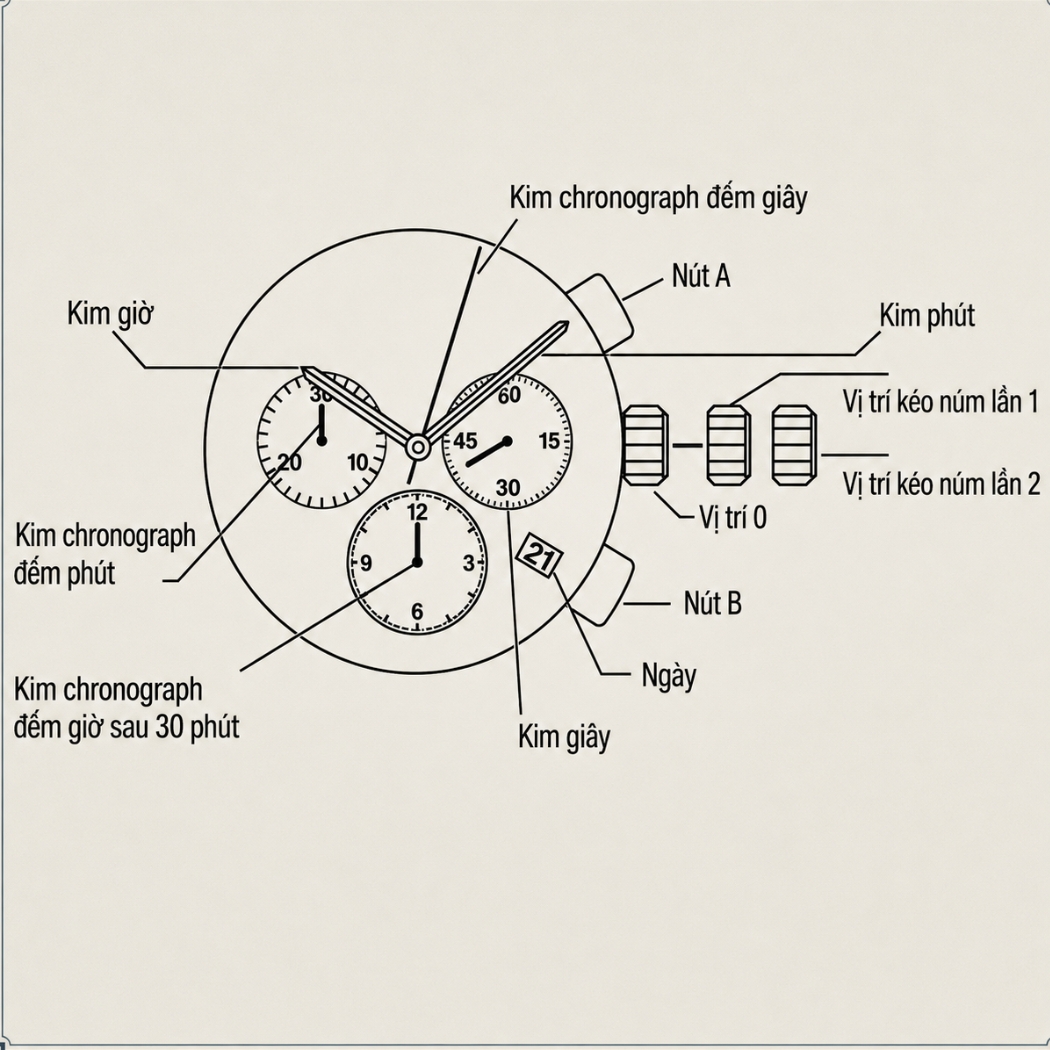 các chi tiết về Chronograph mô phỏng