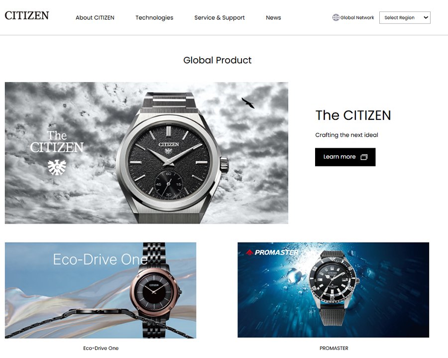 Trang web của đồng hồ Citizen.