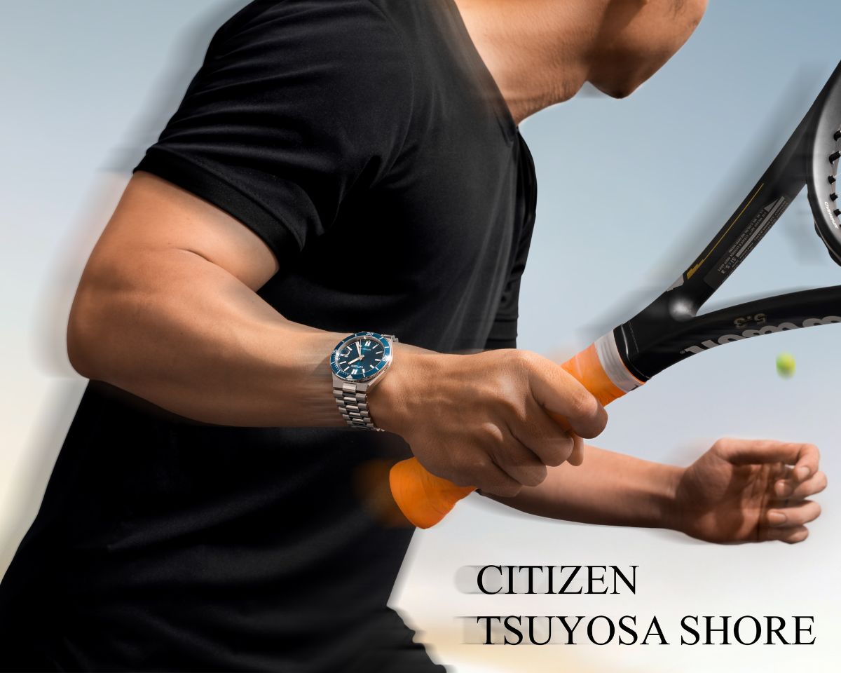 Trên tay đồng hồ Citizen Tsuyosa Shore kính sapphire