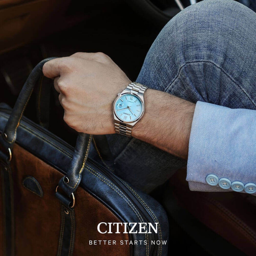 Đồng hồ Citizen Tsuyosa Tiffany Blue NJ0151-88M với mặt số xanh Light Blue.