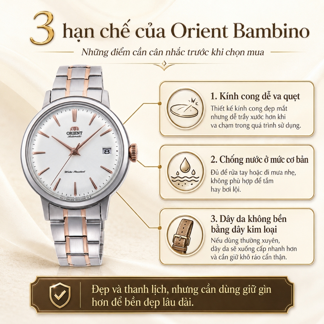 Hạn chế của đồng hồ Orient Bambino
