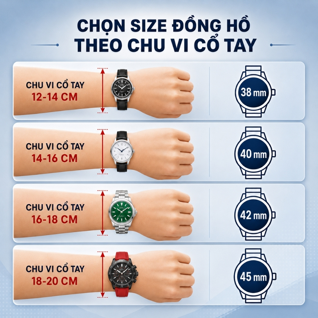 Cách đo size đồng hồ phù hợp với cổ tay
