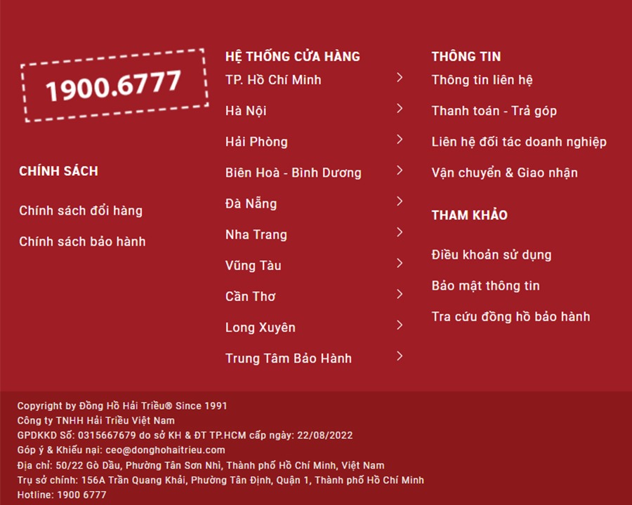 Website bán đồng hồ Citizen uy tín có đầy đủ thông tin pháp lý và hotline.