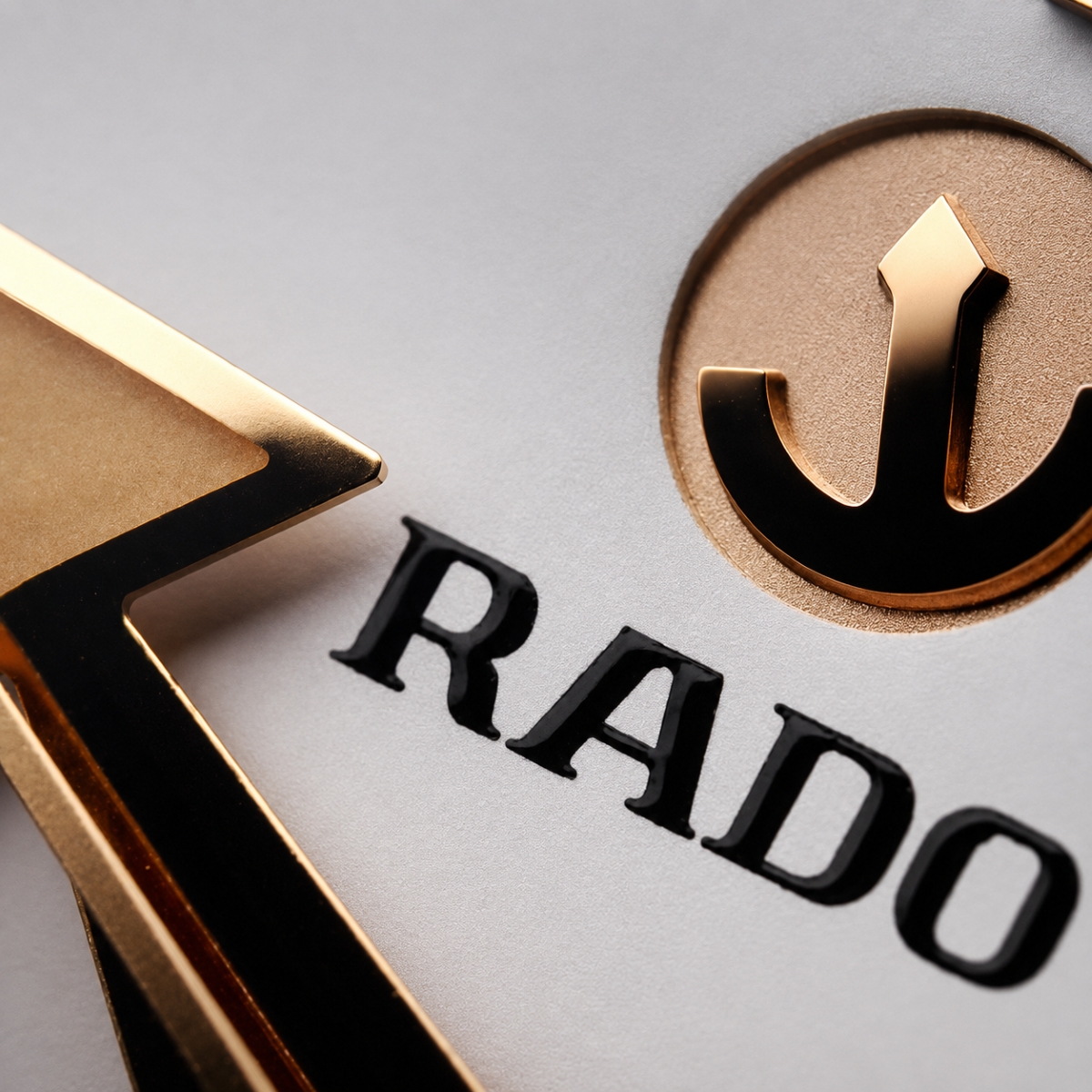 Logo hình mỏ neo trên đồng hồ Rado. 