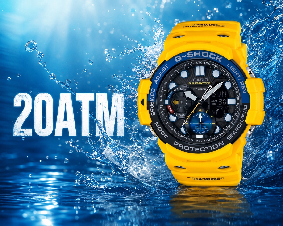 G-Shock GN-1000-9ADR có khả năng chống nước 20ATM.