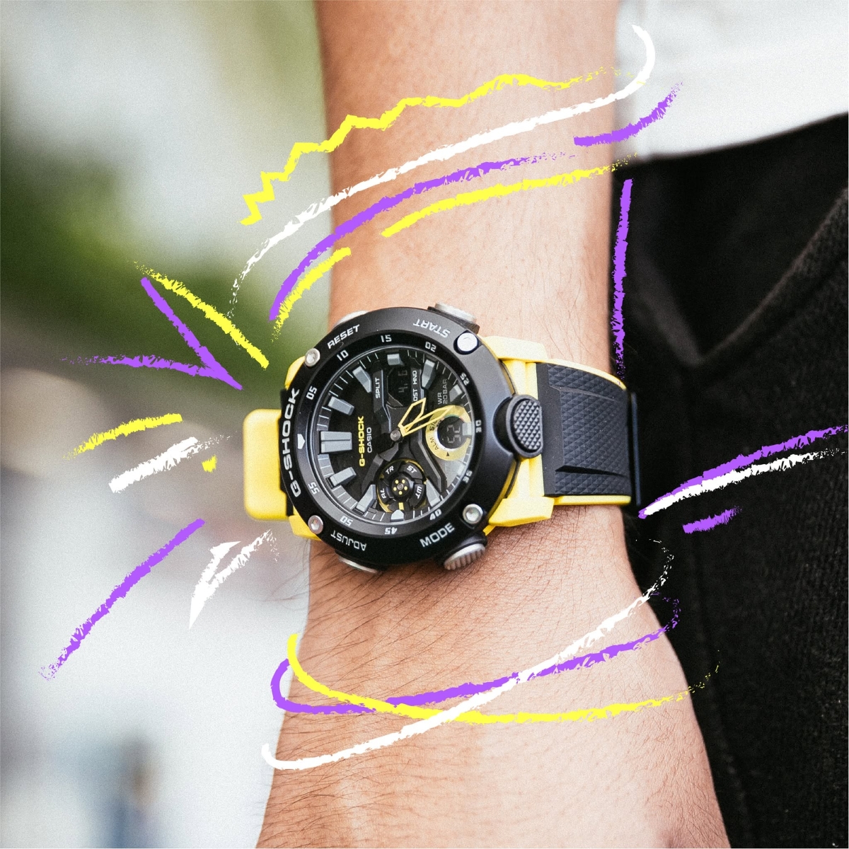 G-Shock GA-2000-1A9 sử dụng cấu trúc Carbon Core Guard.