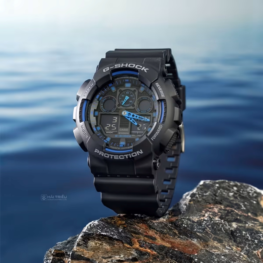 Mẫu G-Shock GA-100-1A2NDR phối xanh đen thể thao