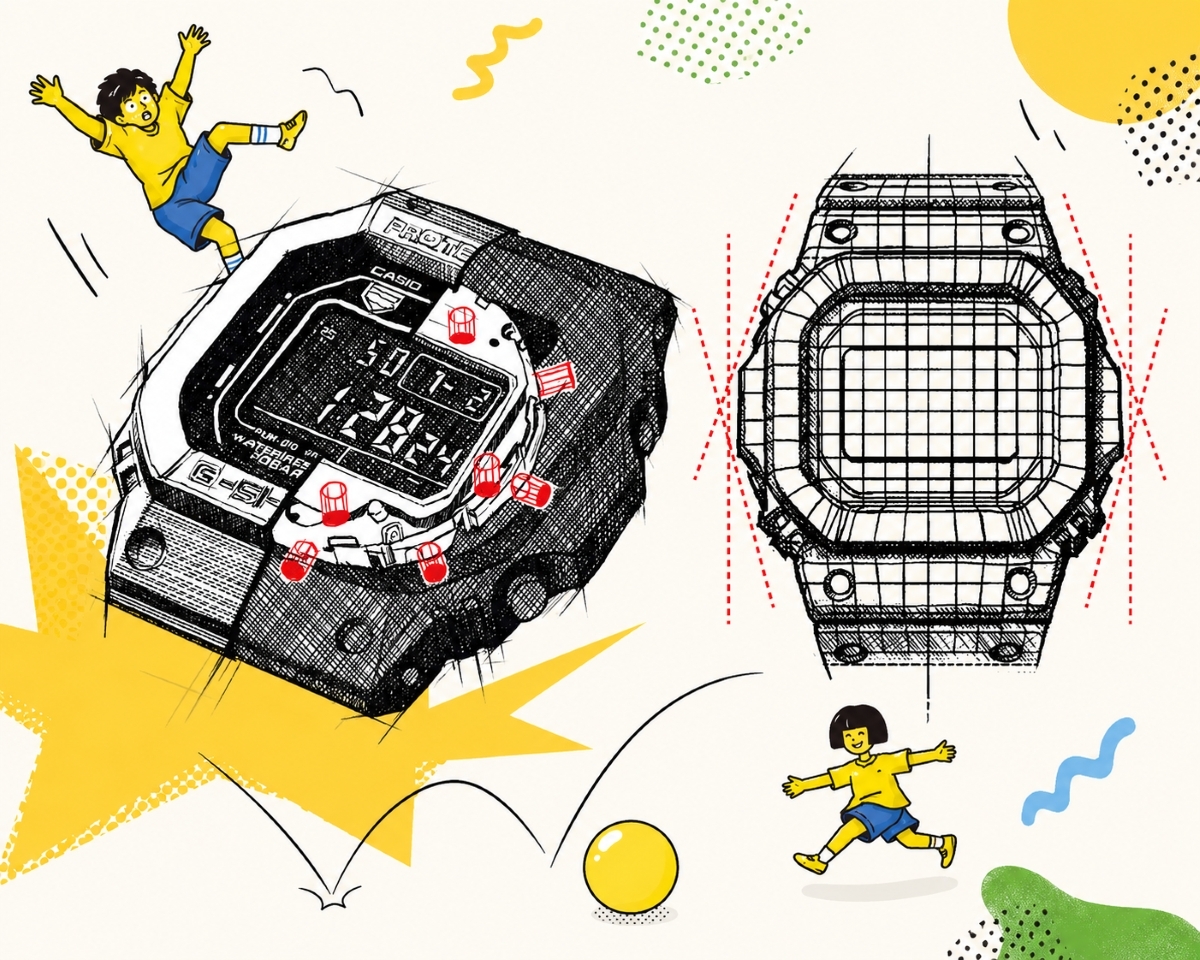 Cấu trúc chống sốc trên nhiều mẫu G-Shock tím.