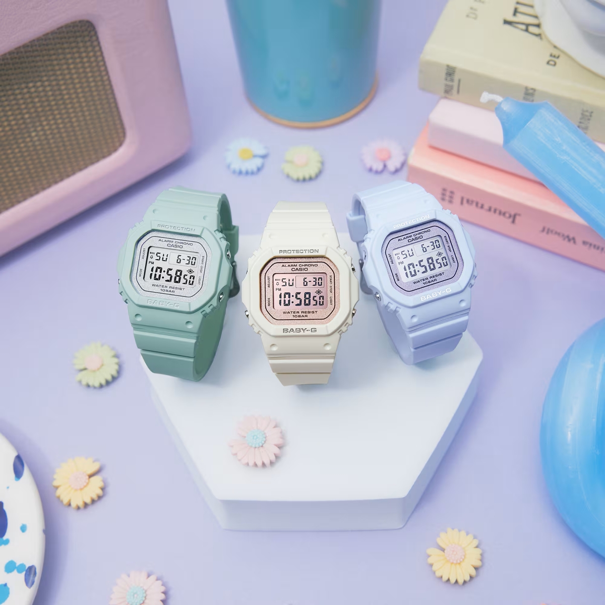Bộ ba đồng hồ Baby-G màu pastel cho phái nữ.