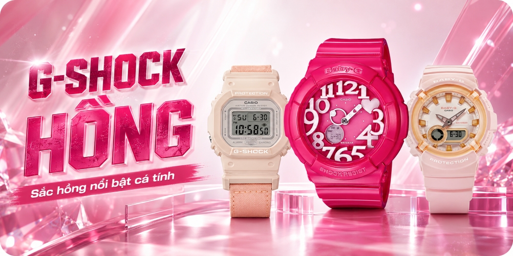 Đồng hồ Casio G-Shock màu Hồng đẹp, 1 đổi 1, BH 5 năm