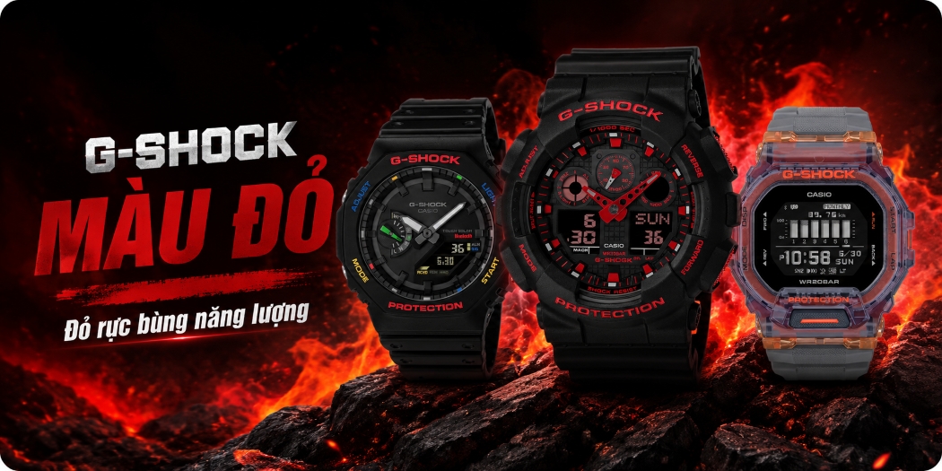 Đồng hồ Casio G-Shock màu đỏ (Red) đẹp, 1 đổi 1, BH 5 năm