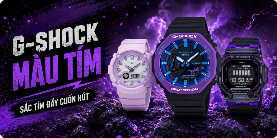 Đồng hồ Casio G-Shock màu Tím đẹp, 1 đổi 1, BH 5 năm