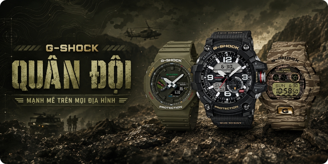 Đồng hồ Casio G-Shock quân đội (Military) 1 đổi 1, BH 5 năm